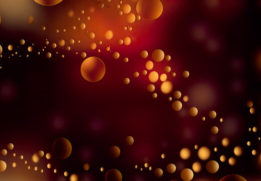Maroon background with golden circles, space for text, luxury dark red brownish background, reddish, brown, gold, sphere, space, illustration, digital © Caphira Lescante