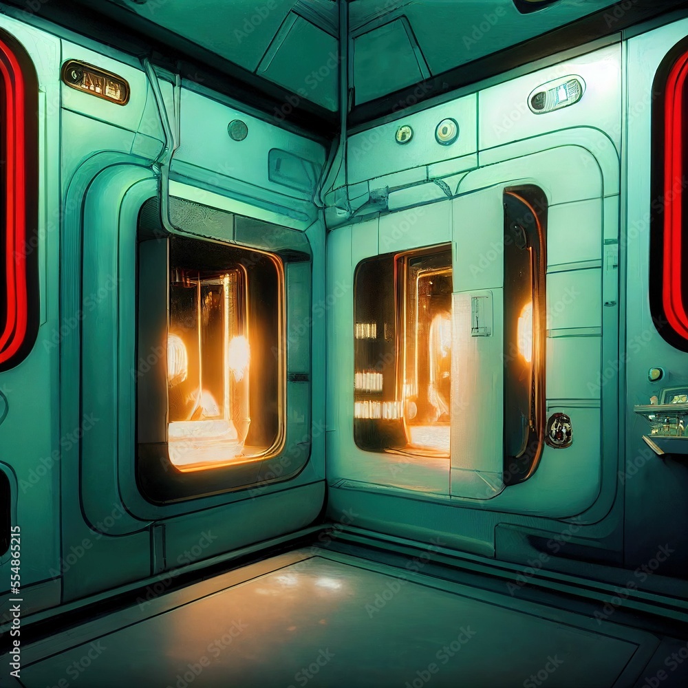 Poster scientific laboratory on space station. technology background and science concept ,made with generat