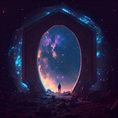 eternal gate to the multiverse. sci-fi. fantasy scenery. Generative AI