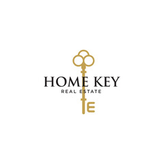 key house logo design inspiration for Real estate, simple key logo template. 