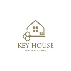 key house logo design inspiration for Real estate, simple key logo template. 