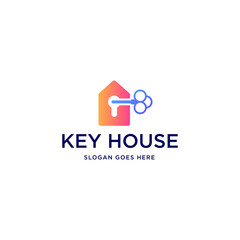 key house logo design inspiration for Real estate, simple key logo template. 