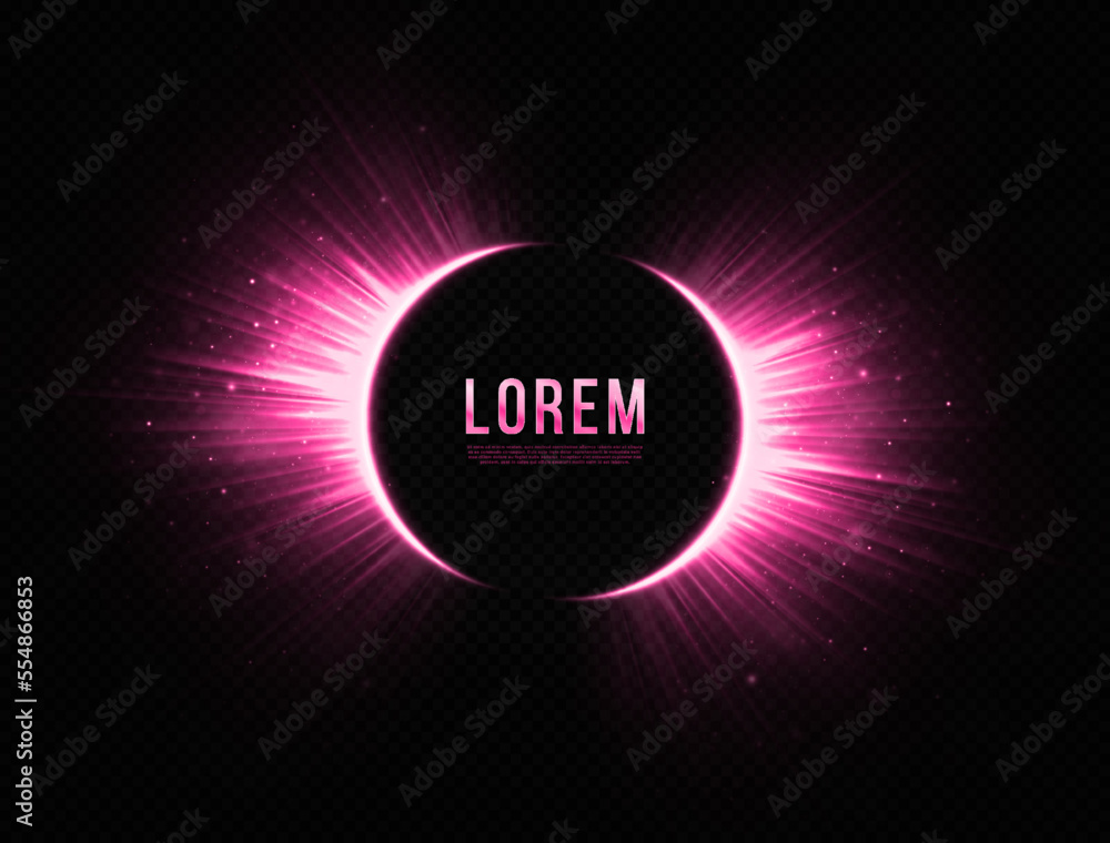 Wall mural abstract sparkle frame with glittering particles. shiny explosive banner on transparent background. 