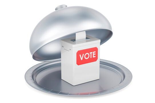 Restaurant cloche with ballot box, 3D rendering