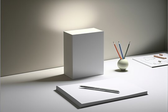 commercial photo, A4 PAPER ON THE DESK, sharp, clean, very minimalistic