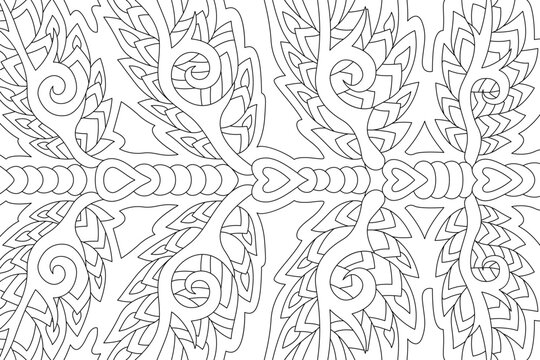Line art for coloring book with rectangle pattern