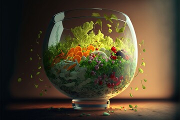 Belle salade dans un bol