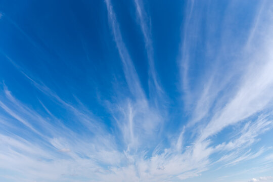 Patch of sky with cirrus clouds at autumn day