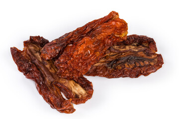 Sun-dried tomatoes on a white background