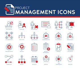 icons line projects management 