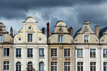 details of houses in the Grand Place in Arras, North of France