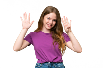 Young pretty woman over isolated background counting nine with fingers