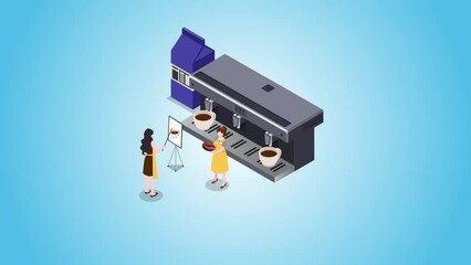 Young woman studying to make a coffee