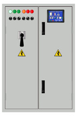 Electrical box, industrial electrical control panel. Substation. Vector image 