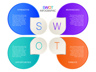 SWOT Infographic Business options or steps , colorful icons ,vector infographic template.stock Vector illustration