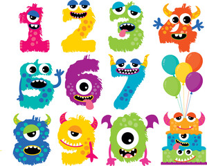 Obraz premium Monster Numbers Alphabet, letters