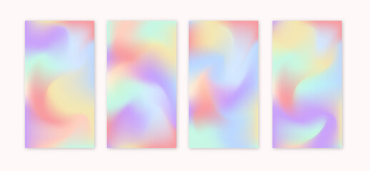Fototapeta premium Soft Pastel Gradient Wallpapers for UI Design, Mobile Apps, Posters, and Banners. Bright, Colorful Vector Patterns in Holographic Pastel Tones.