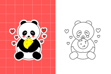 cute cartoon panda colouring page for kids 