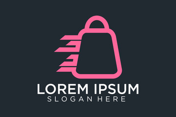 Shopping bag icon for online shop business logo with text "Online Shop"
