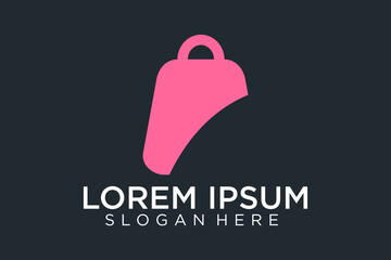 Shopping bag icon for online shop business logo with text 