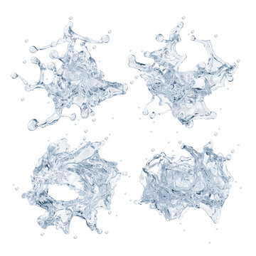 Set of pure water splashes. 3d
