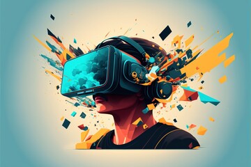 4K Vector image of new tech, Virtual Reality representation and abstract colors