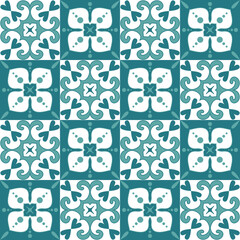 Square Mosaic for Ceramic Tile Design Emerald Green Color, Ornate Arabic Moroccan Pattern