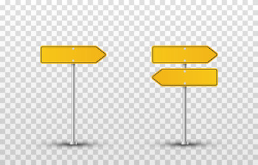 Vector set of road signs on an isolated transparent background. Yellow signs png. Yellow road signs png. © Vitaliy