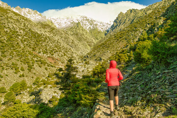 hiking in the mountains