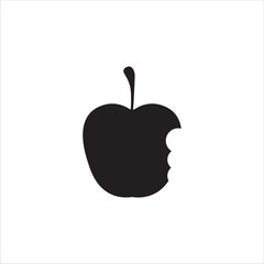 bitten apple icon, vector, illustration on white background