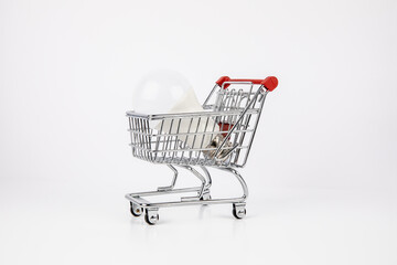 Shopping cart with a bulb inside