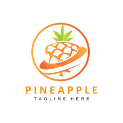 Pineapple Logo Design, Fresh Fruit Vector, Plantation Illustration, Fruit Product Brand Label