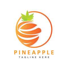 Pineapple Logo Design, Fresh Fruit Vector, Plantation Illustration, Fruit Product Brand Label