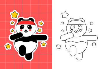 cute cartoon panda colouring page for kids 