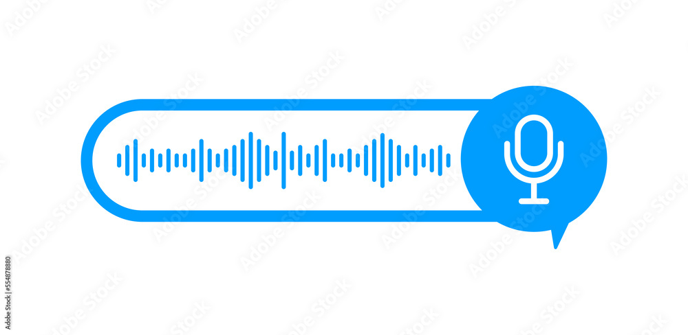 Poster voice message icon. voice recognition with microphone. voice message with sound wave for social medi