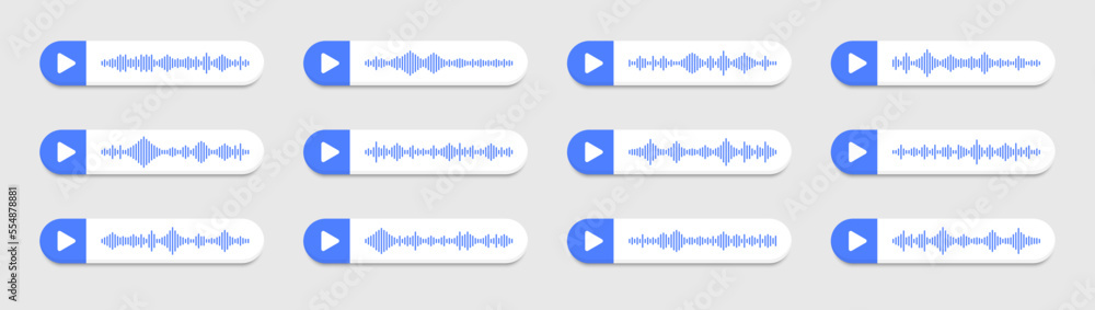 Poster voice messages set. voice messages with sound wave for social media chat. record voice message for p