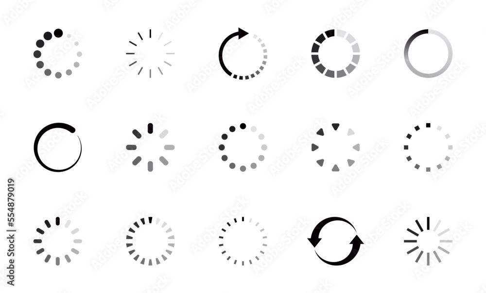 Fototapete loading icon set. load circle icons. download indicator sign. progress loading bar. upload symbol. l