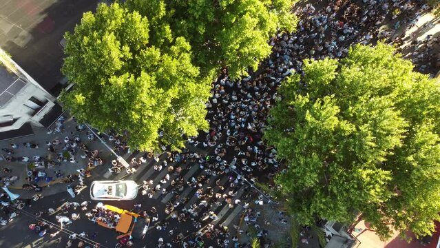 Argentina world champion 2022 Qatar buenos aires celebrations streets people outdoors  Aerial Drone air 4k <> Argentina Buenos Aires