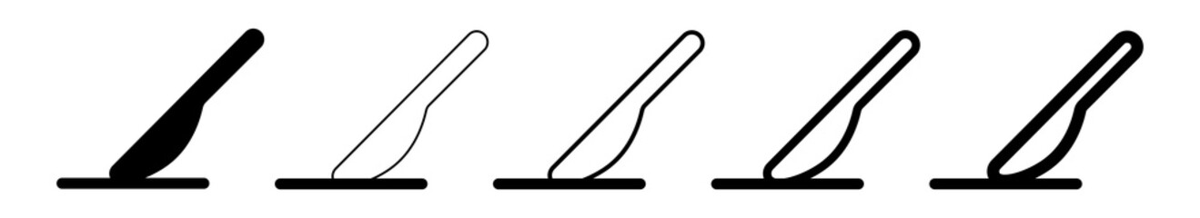 Set of buttering knife on white background. Vector isolated kitchen equipment set.