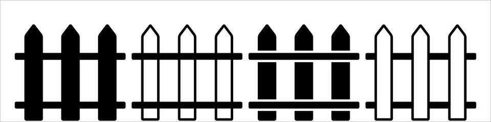 Design plank fence, fence border for any purposes. Vector isolated set.