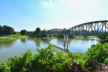 View of Yom River Bridge in Si Satchanalai District, Sukhothai Province