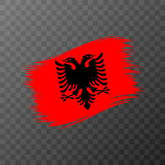 Albania national flag. Grunge brush stroke. Vector illustration on transparent background.