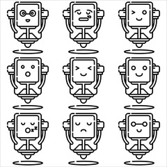 Emoji robot outline style part six