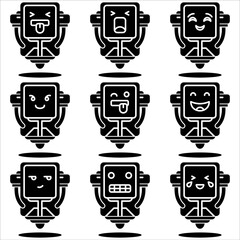 Emoji robot glyph style part six