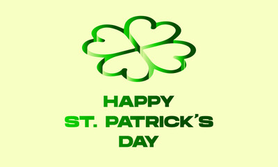 happy st. patrick's day greeting card with clover leaf isometric on yellow background. Vector illustration