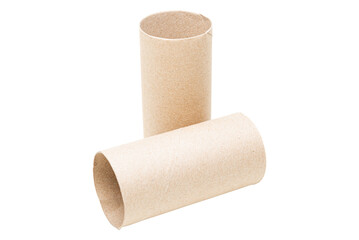 Empty toilet paper rolls isolated on white background. Toilet paper core, Toilet roll core, Toilet paper tube. Paper waste for recycling.
