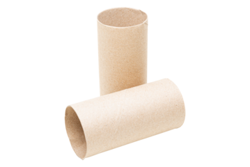 Empty toilet paper rolls isolated on white background. Toilet paper core, Toilet roll core, Toilet paper tube. Paper waste for recycling.
