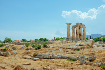 the remains of the Temple of Apollo, Corinth