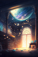Obraz premium Celestial Library Art