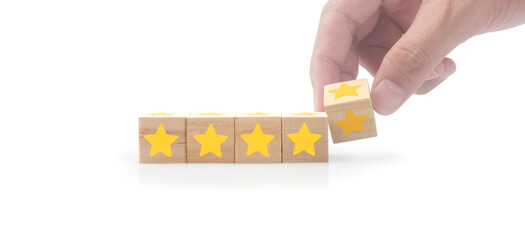 Wooden cubes in hand with copy space for input wording